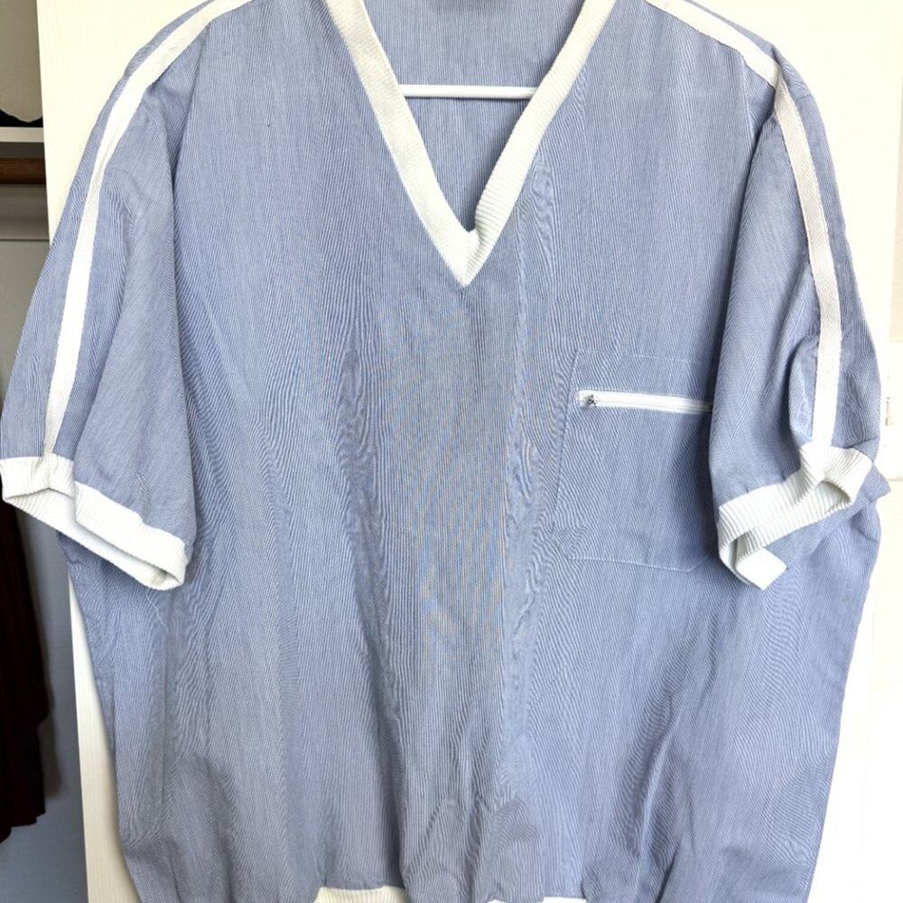 Vintage V-neck Nautical Old Money Bowling Sailing Pinstripe Pullover
